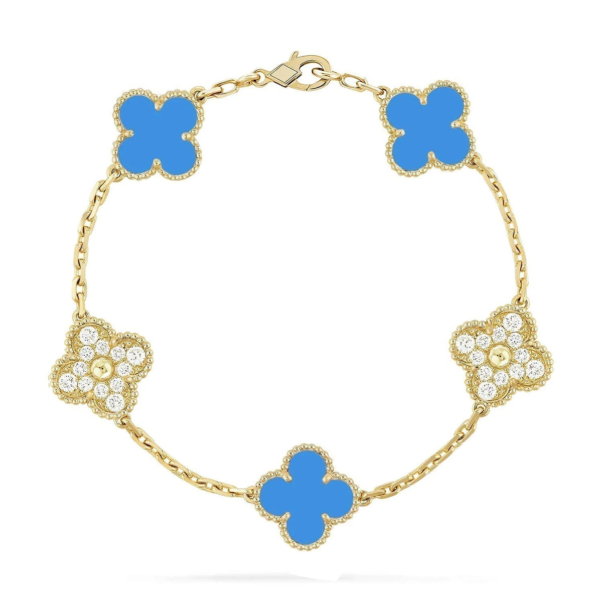 [⭐Maelin] CLOVER 5 MOTIF BLUE AGATE BRACELET COLLECTION