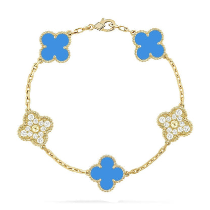 [⭐Maelin] CLOVER 5 MOTIF BLUE AGATE BRACELET COLLECTION