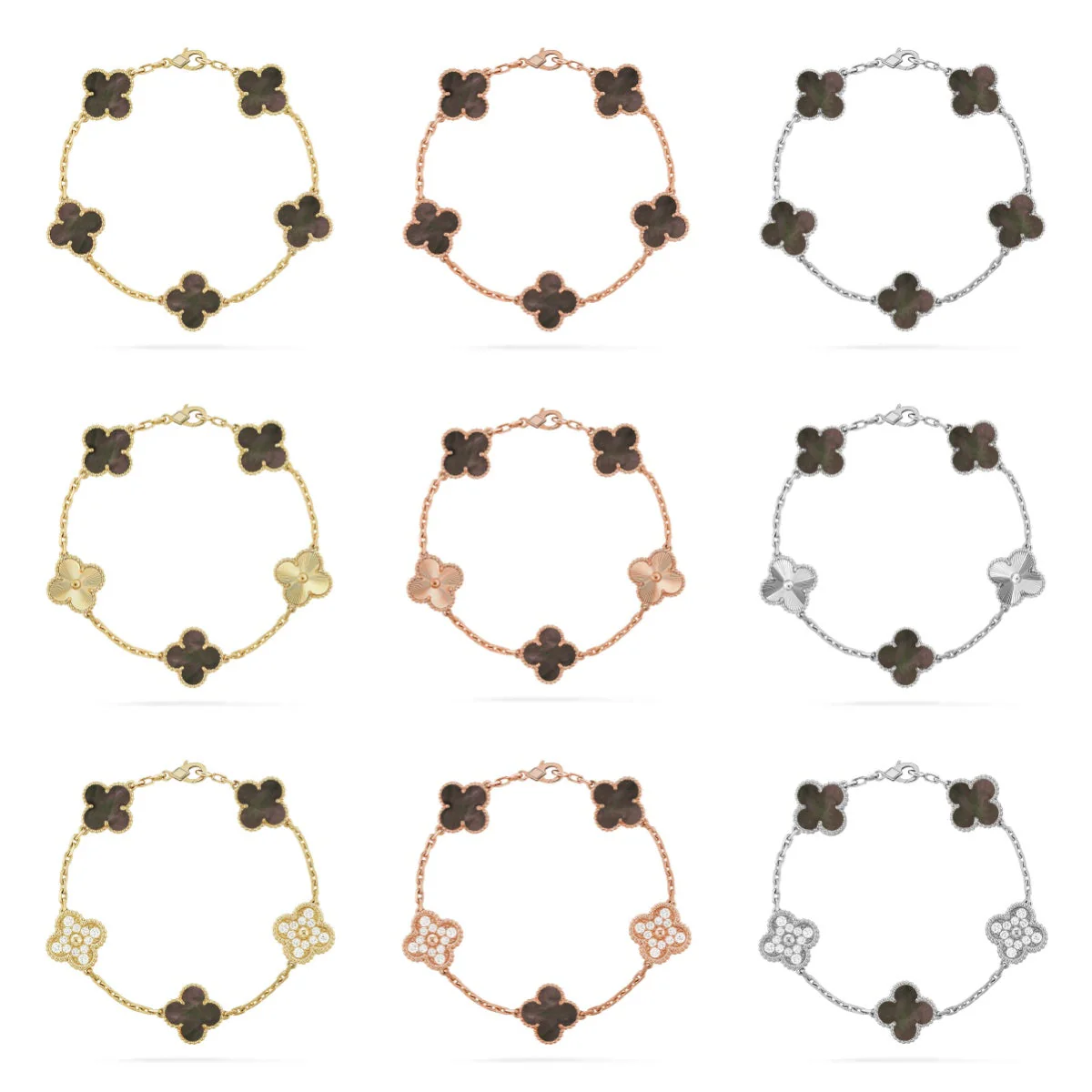 [⭐Maelin] CLOVER 5 MOTIF GRAY MOP BRACELET COLLECTION