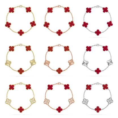 [⭐Maelin] CLOVER 5 MOTIF RED CORNELIAN BRACELET COLLECTION