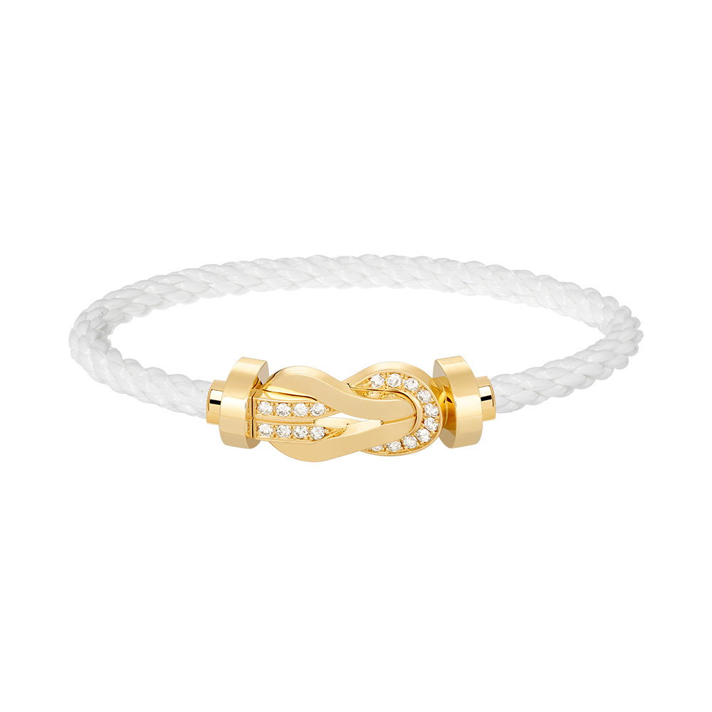 [⭐Maelin]CHANCE LARGE 8 FIGURE BUCKLE HALF DIAMOND BRACELET GOLD