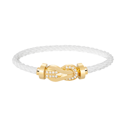 [⭐Maelin]CHANCE LARGE 8 FIGURE BUCKLE HALF DIAMOND BRACELET GOLD