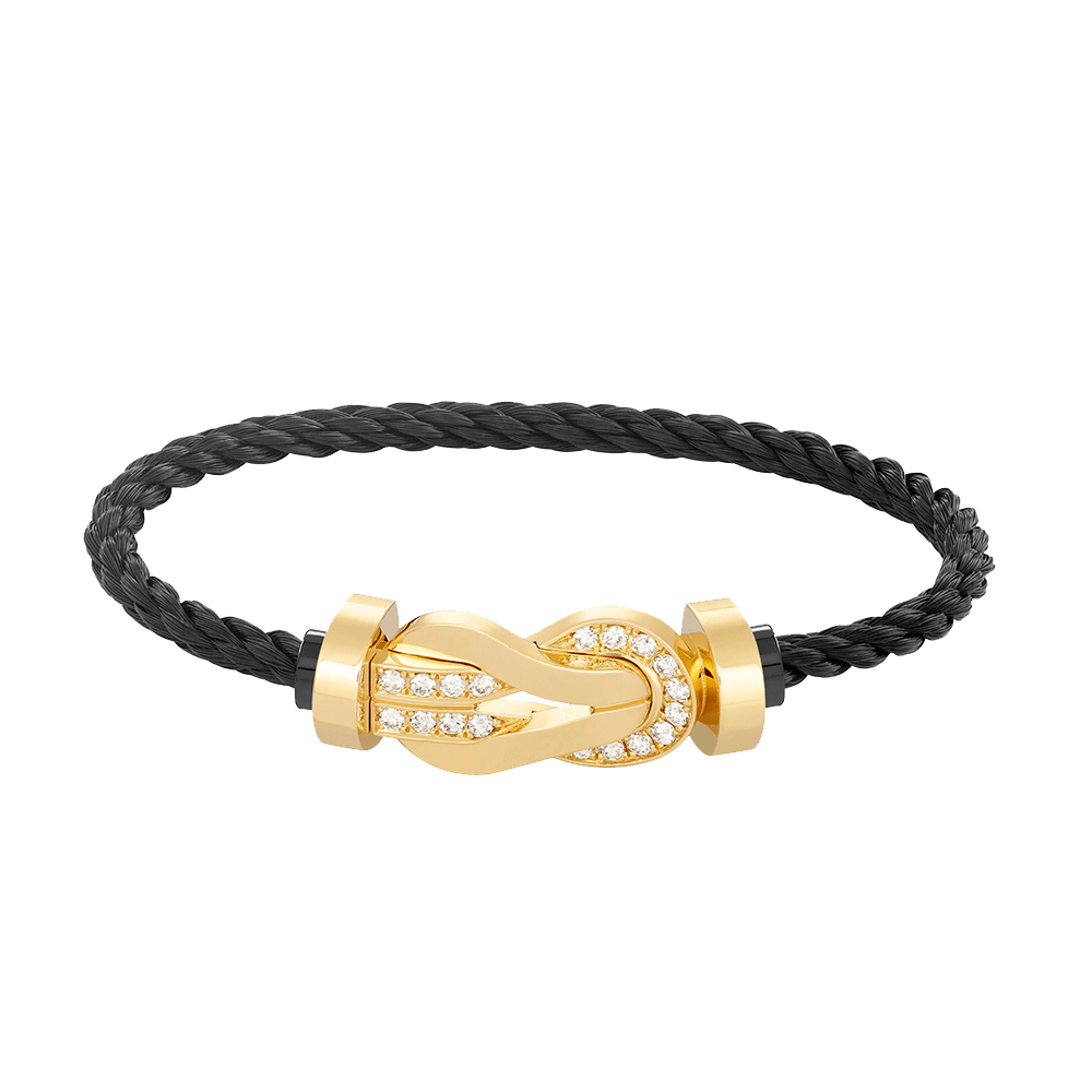 [⭐Maelin]CHANCE LARGE 8 FIGURE BUCKLE HALF DIAMOND BRACELET GOLD
