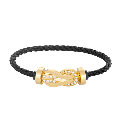 [⭐Maelin]CHANCE LARGE 8 FIGURE BUCKLE HALF DIAMOND BRACELET GOLD