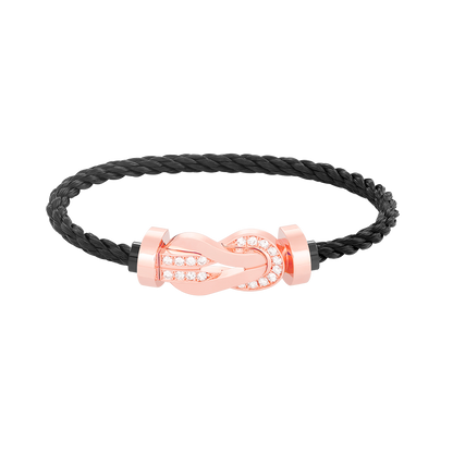 [⭐Maelin]CHANCE LARGE 8 FIGURE BUCKLE HALF DIAMOND BRACELET ROSE GOLD