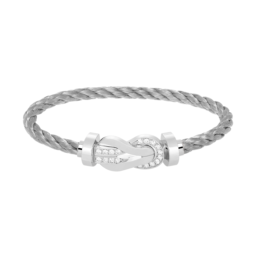 [⭐Maelin]CHANCE LARGE 8 FIGURE BUCKLE HALF DIAMOND BRACELET SILVER