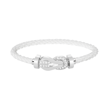 [⭐Maelin]CHANCE LARGE 8 FIGURE BUCKLE HALF DIAMOND BRACELET SILVER