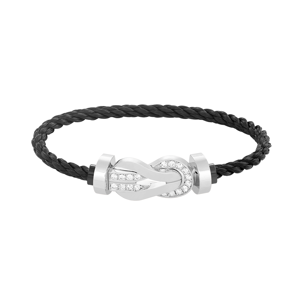 [⭐Maelin]CHANCE LARGE 8 FIGURE BUCKLE HALF DIAMOND BRACELET SILVER