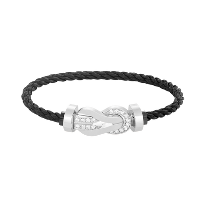 [⭐Maelin]CHANCE LARGE 8 FIGURE BUCKLE HALF DIAMOND BRACELET SILVER