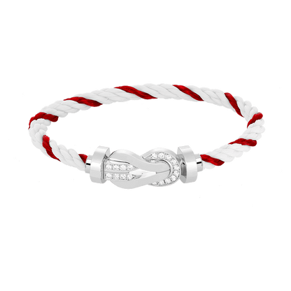 [⭐Maelin]CHANCE LARGE 8 FIGURE BUCKLE HALF DIAMOND BRACELET SILVER