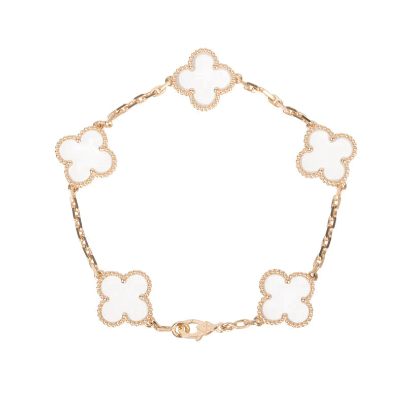 [⭐Maelin]CLOVER 5 MOTIF ROCK CRYSTAL BRACELET
