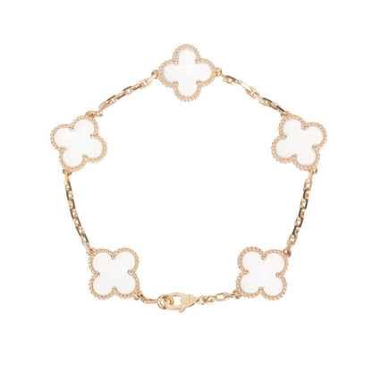 [⭐Maelin]CLOVER 5 MOTIF ROCK CRYSTAL BRACELET
