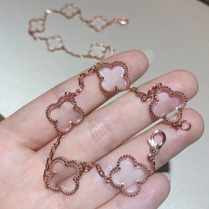 [⭐Maelin]CLOVER 5 MOTIF ROCK CRYSTAL BRACELET
