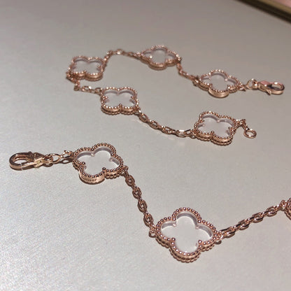[⭐Maelin]CLOVER 5 MOTIF ROCK CRYSTAL BRACELET