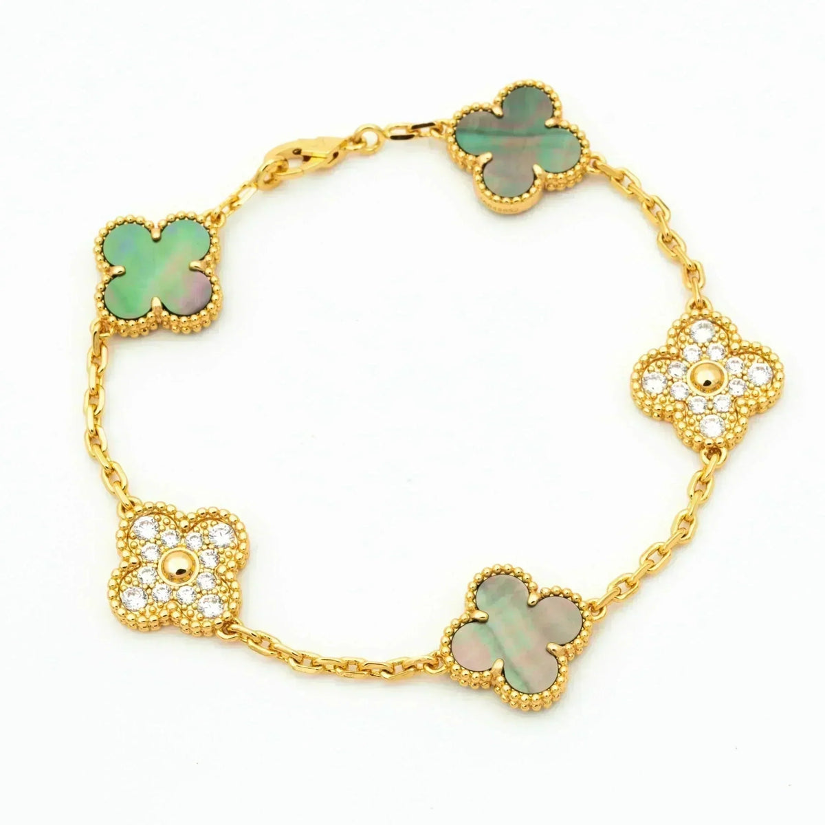 [⭐Maelin] CLOVER 5 MOTIF GRAY MOP BRACELET COLLECTION