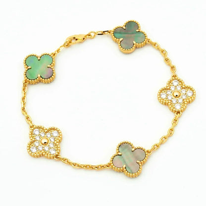 [⭐Maelin] CLOVER 5 MOTIF GRAY MOP BRACELET COLLECTION