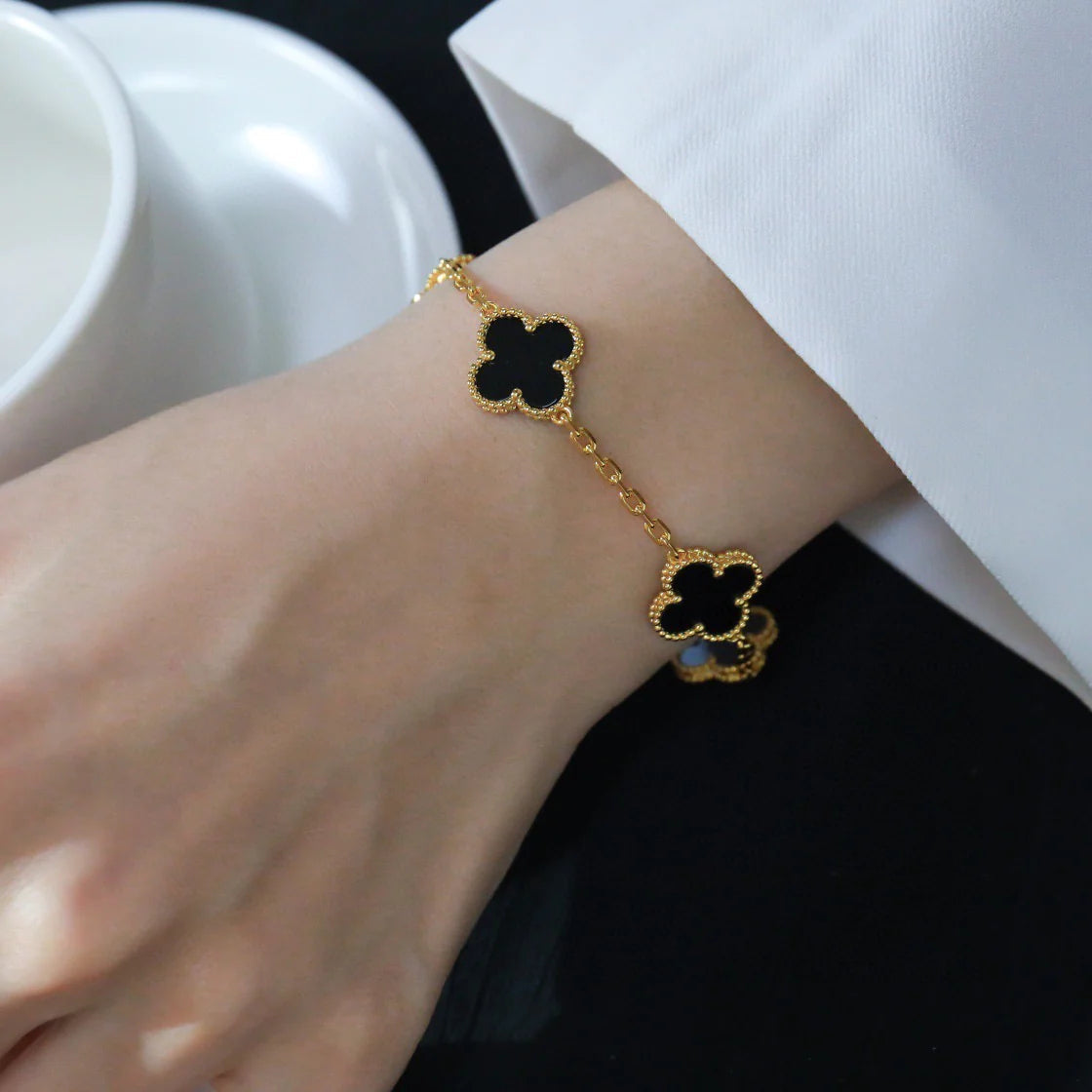 [⭐Maelin] CLOVER 5 MOTIF ONYXS BRACELET COLLECTION