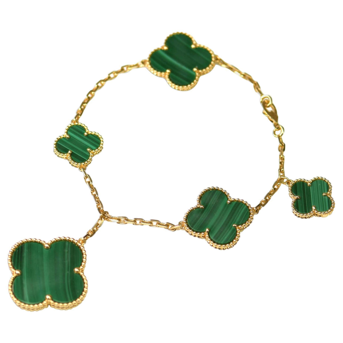 [⭐Maelin]MAGIC CLOVER MALACHITE GOLD BRACELET 5 MOTIFS