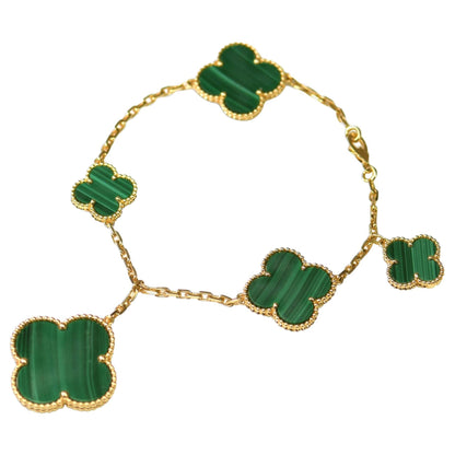 [⭐Maelin]MAGIC CLOVER MALACHITE GOLD BRACELET 5 MOTIFS