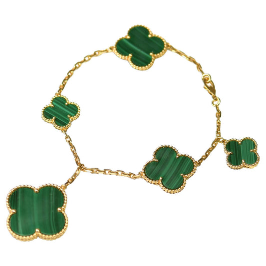 [⭐Maelin]MAGIC CLOVER MALACHITE GOLD BRACELET 5 MOTIFS