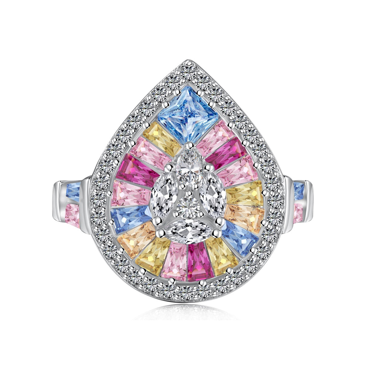 [Maelin Jewelry]Elegant Colorful Water Drop Shape Banquet Ring