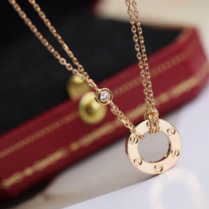 [⭐Maelin]LOVE NECKLACE ADJUSTABLE ROSE GOLD 2 DIAMOND