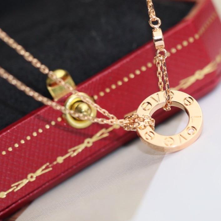 [⭐Maelin]LOVE NECKLACE ADJUSTABLE ROSE GOLD 2 DIAMOND