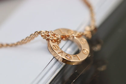 [⭐Maelin]LOVE NECKLACE ADJUSTABLE ROSE GOLD 2 DIAMOND