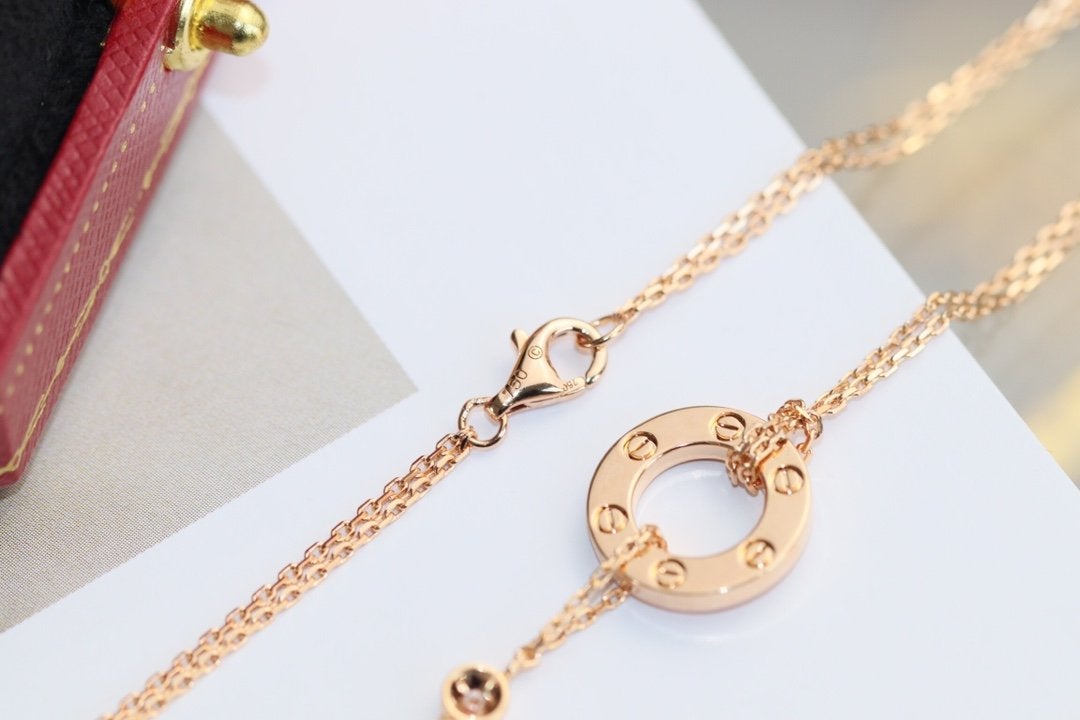[⭐Maelin]LOVE NECKLACE ADJUSTABLE ROSE GOLD 2 DIAMOND