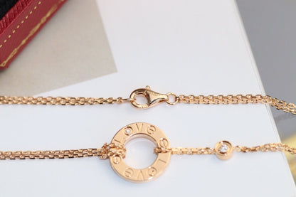 [⭐Maelin]LOVE NECKLACE ADJUSTABLE ROSE GOLD 2 DIAMOND