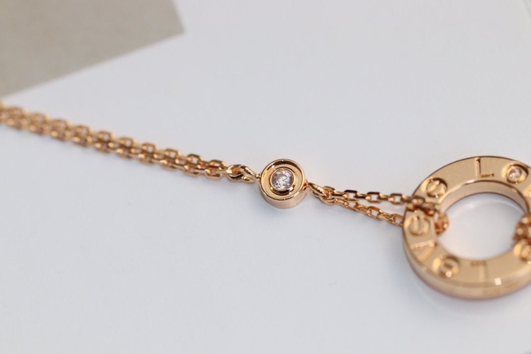 [⭐Maelin]LOVE NECKLACE ADJUSTABLE ROSE GOLD 2 DIAMOND