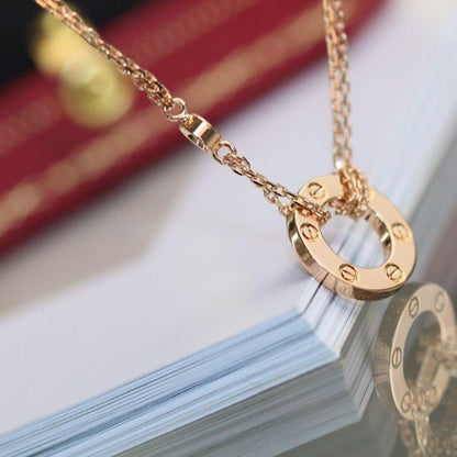 [⭐Maelin]LOVE NECKLACE ADJUSTABLE ROSE GOLD 2 DIAMOND