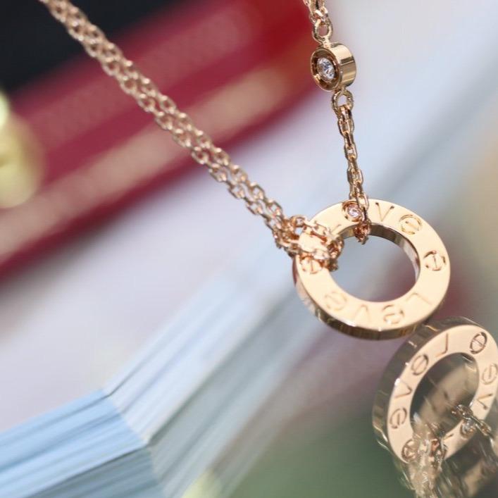 [⭐Maelin]LOVE NECKLACE ADJUSTABLE ROSE GOLD 2 DIAMOND