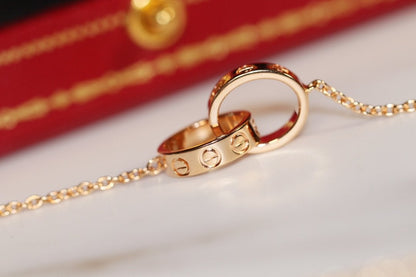 [⭐Maelin]LOVE NECKLACE PINK GOLD AND SILVER