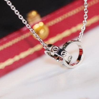 [⭐Maelin]LOVE NECKLACE PINK GOLD AND SILVER