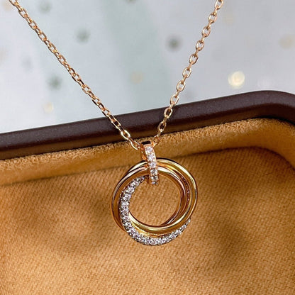 [⭐Maelin]TRINITY NECKLACE SILVER GOLD PINK GOLD DIAMONDS