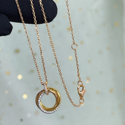 [⭐Maelin]TRINITY NECKLACE SILVER GOLD PINK GOLD DIAMONDS