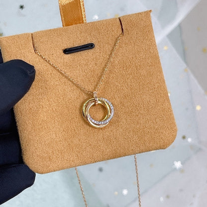 [⭐Maelin]TRINITY NECKLACE SILVER GOLD PINK GOLD DIAMONDS