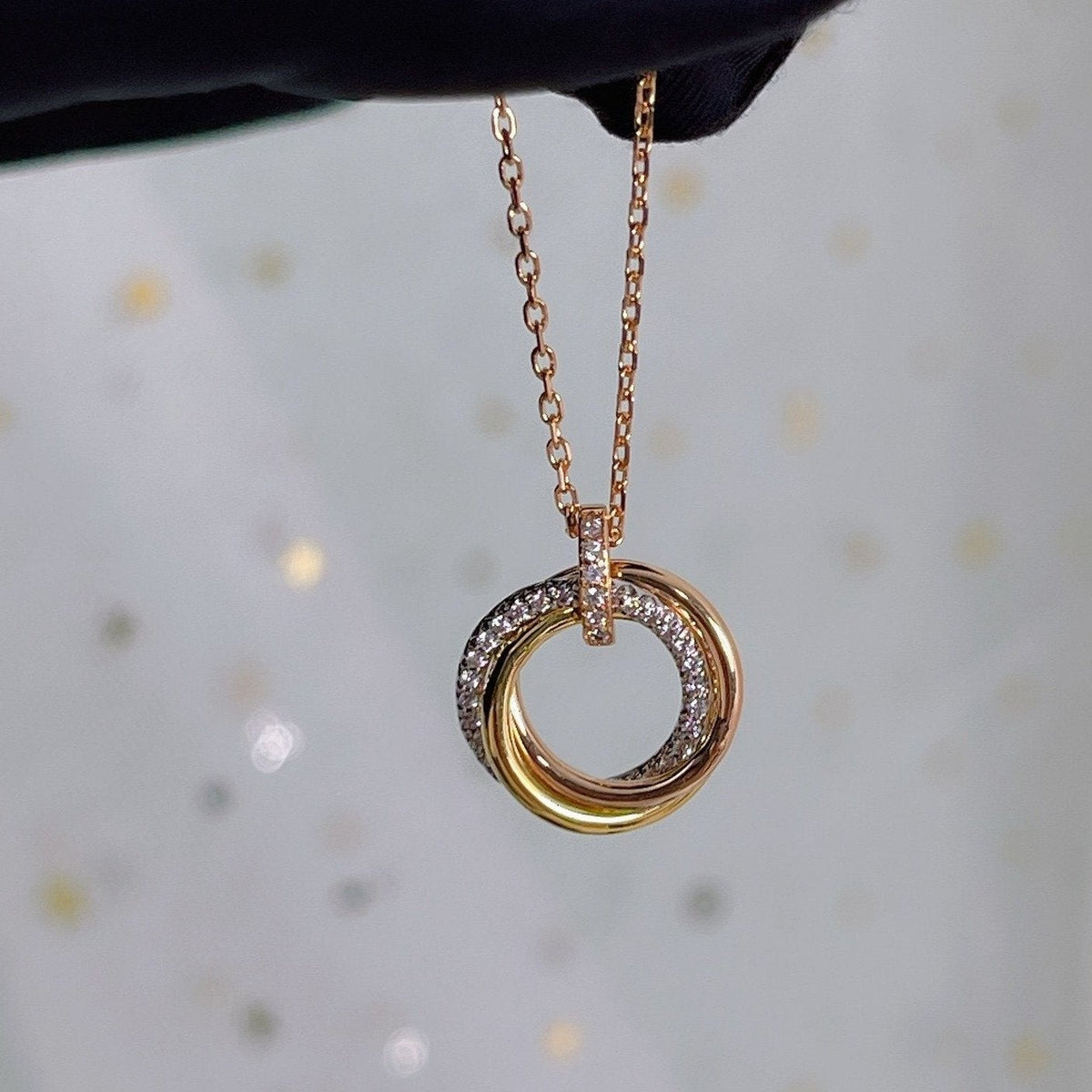 [⭐Maelin]TRINITY NECKLACE SILVER GOLD PINK GOLD DIAMONDS