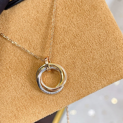 [⭐Maelin]TRINITY NECKLACE SILVER GOLD PINK GOLD DIAMONDS