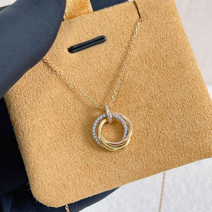 [⭐Maelin]TRINITY NECKLACE SILVER GOLD PINK GOLD DIAMONDS