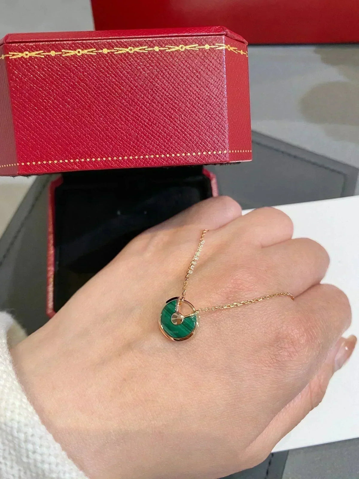 [⭐Maelin]AMULETTE ROSE GOLD MALACHITE NECKLACE