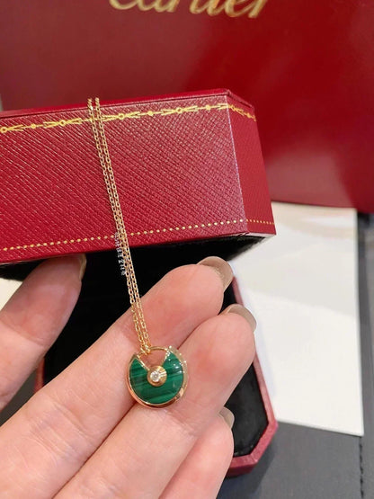 [⭐Maelin]AMULETTE ROSE GOLD MALACHITE NECKLACE