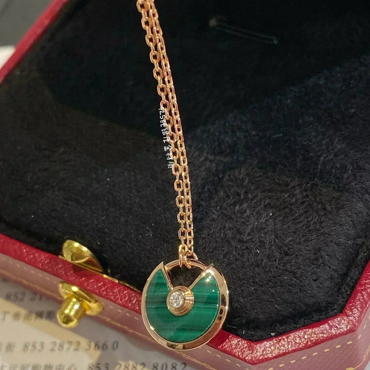 [⭐Maelin]AMULETTE ROSE GOLD MALACHITE NECKLACE