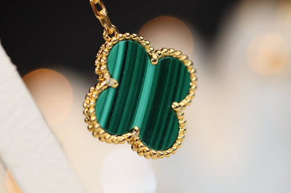 [⭐Maelin]CLOVER EARRINGS GOLD MALACHITE DIAMOND 3 MOTIF