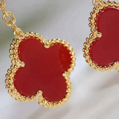 [⭐Maelin]CLOVER  2 MOTIF  TIGER EYE CARNELIAN EARRINGS