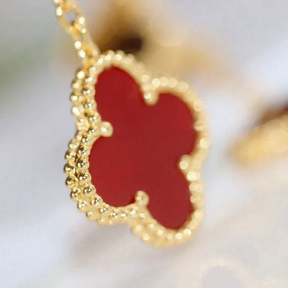 [⭐Maelin]CLOVER  2 MOTIF  TIGER EYE CARNELIAN EARRINGS