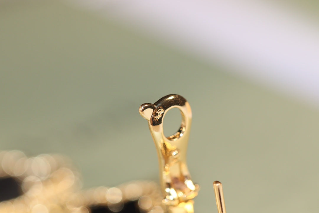 [⭐Maelin]CLOVER EARRINGS GOLD ONYX MOP 3 MOTIF
