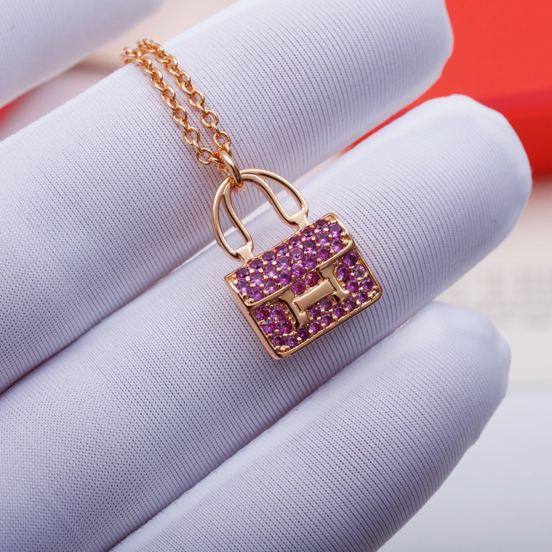 [⭐Maelin]CONSTANCE PEDANT PURPLE DIAMOND NECKLACE