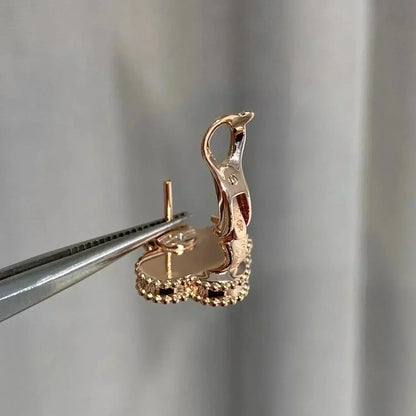 [⭐Maelin]CLOVER MEDIUM 1 MOTIFS  PINK MOP DIAMOND EARRINGS